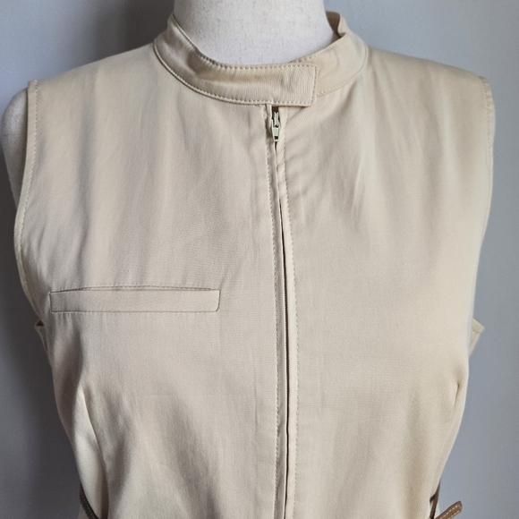 ZARA New Blogger Fav Ivory Belted Tailored Vest Waistcoat Womens Size Large - Picture 4 of 12